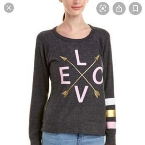 Chaser Size Medium‎ Grey Love Arrows Slub Crewneck Sweatshirt